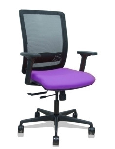 SILLA PIQUERAS Y CRESPO HACHES BRAZOS 2D REGULABLES MECANISMO SINCRO con TRASLACK APOYO LUMBAR RESPALDO MALLA NEGRA Y ASIENTO TA