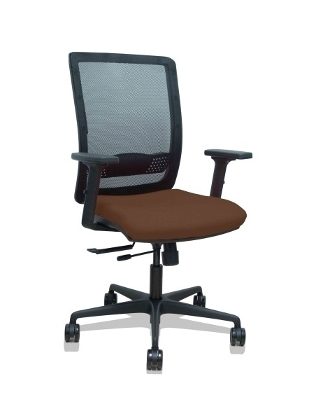 SILLA PIQUERAS Y CRESPO HACHES BRAZOS 2D REGULABLES MECANISMO SINCRO con TRASLACK APOYO LUMBAR RESPALDO MALLA NEGRA Y ASIENTO TA
