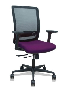 SILLA PIQUERAS Y CRESPO HACHES BRAZOS 2D REGULABLES MECANISMO SINCRO con TRASLACK APOYO LUMBAR RESPALDO MALLA NEGRA Y ASIENTO TA