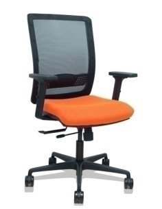 SILLA PIQUERAS Y CRESPO HACHES BRAZOS 2D REGULABLES MECANISMO SINCRO con TRASLACK APOYO LUMBAR RESPALDO MALLA NEGRA Y ASIENTO TA