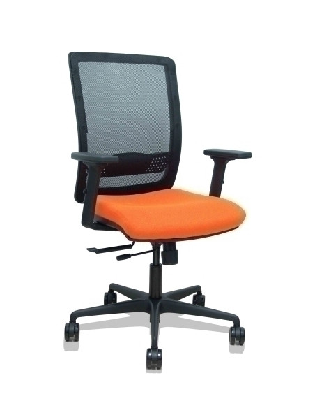 SILLA PIQUERAS Y CRESPO HACHES BRAZOS 2D REGULABLES MECANISMO SINCRO con TRASLACK APOYO LUMBAR RESPALDO MALLA NEGRA Y ASIENTO TA