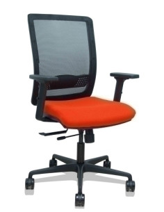 SILLA PIQUERAS Y CRESPO HACHES BRAZOS 2D REGULABLES MECANISMO SINCRO con TRASLACK APOYO LUMBAR RESPALDO MALLA NEGRA Y ASIENTO TA