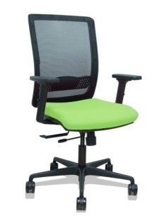 SILLA PIQUERAS Y CRESPO HACHES BRAZOS 2D REGULABLES MECANISMO SINCRO con TRASLACK APOYO LUMBAR RESPALDO MALLA NEGRA Y ASIENTO TA