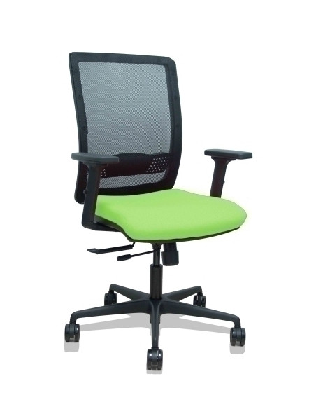 SILLA PIQUERAS Y CRESPO HACHES BRAZOS 2D REGULABLES MECANISMO SINCRO con TRASLACK APOYO LUMBAR RESPALDO MALLA NEGRA Y ASIENTO TA