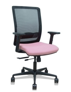 SILLA PIQUERAS Y CRESPO HACHES BRAZOS 2D REGULABLES MECANISMO SINCRO con TRASLACK APOYO LUMBAR RESPALDO MALLA NEGRA Y ASIENTO TA