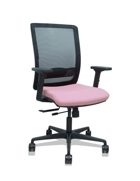 SILLA PIQUERAS Y CRESPO HACHES BRAZOS 2D REGULABLES MECANISMO SINCRO con TRASLACK APOYO LUMBAR RESPALDO MALLA NEGRA Y ASIENTO TA