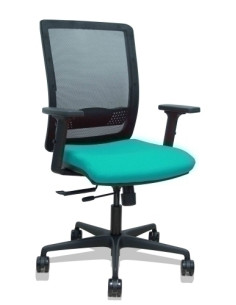 SILLA PIQUERAS Y CRESPO HACHES BRAZOS 2D REGULABLES MECANISMO SINCRO con TRASLACK APOYO LUMBAR RESPALDO MALLA NEGRA Y ASIENTO TA