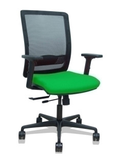 SILLA PIQUERAS Y CRESPO HACHES BRAZOS 2D REGULABLES MECANISMO SINCRO con TRASLACK APOYO LUMBAR RESPALDO MALLA NEGRA Y ASIENTO TA