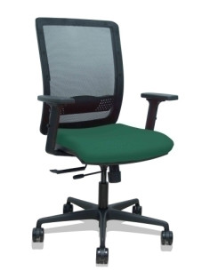SILLA PIQUERAS Y CRESPO HACHES BRAZOS 2D REGULABLES MECANISMO SINCRO con TRASLACK APOYO LUMBAR RESPALDO MALLA NEGRA Y ASIENTO TA