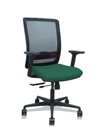 SILLA PIQUERAS Y CRESPO HACHES BRAZOS 2D REGULABLES MECANISMO SINCRO con TRASLACK APOYO LUMBAR RESPALDO MALLA NEGRA Y ASIENTO TA