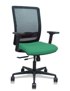 SILLA PIQUERAS Y CRESPO HACHES BRAZOS 2D REGULABLES MECANISMO SINCRO con TRASLACK APOYO LUMBAR RESPALDO MALLA NEGRA Y ASIENTO TA