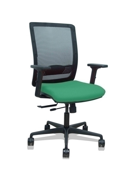 SILLA PIQUERAS Y CRESPO HACHES BRAZOS 2D REGULABLES MECANISMO SINCRO con TRASLACK APOYO LUMBAR RESPALDO MALLA NEGRA Y ASIENTO TA