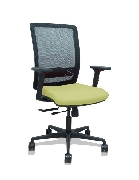 SILLA PIQUERAS Y CRESPO HACHES BRAZOS 2D REGULABLES MECANISMO SINCRO con TRASLACK APOYO LUMBAR RESPALDO MALLA NEGRA Y ASIENTO TA