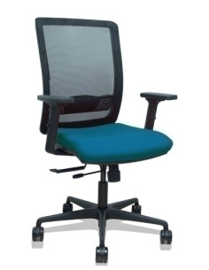 SILLA PIQUERAS Y CRESPO HACHES BRAZOS 2D REGULABLES MECANISMO SINCRO con TRASLACK APOYO LUMBAR RESPALDO MALLA NEGRA Y ASIENTO TA