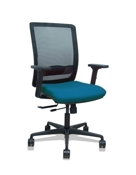 SILLA PIQUERAS Y CRESPO HACHES BRAZOS 2D REGULABLES MECANISMO SINCRO con TRASLACK APOYO LUMBAR RESPALDO MALLA NEGRA Y ASIENTO TA