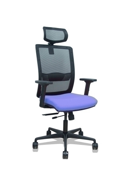 SILLA PIQUERAS Y CRESPO HACHES BRAZOS 2D Y CABECERO REGULABLES MECANISMO SINCRO con TRASLACK APOYO LUMBAR RESPALDO MALLA NEGRA Y