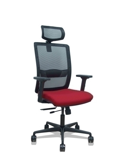 SILLA PIQUERAS Y CRESPO HACHES BRAZOS 2D Y CABECERO REGULABLES MECANISMO SINCRO con TRASLACK APOYO LUMBAR RESPALDO MALLA NEGRA Y