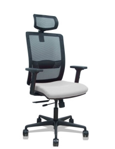 SILLA PIQUERAS Y CRESPO HACHES BRAZOS 2D Y CABECERO REGULABLES MECANISMO SINCRO con TRASLACK APOYO LUMBAR RESPALDO MALLA NEGRA Y