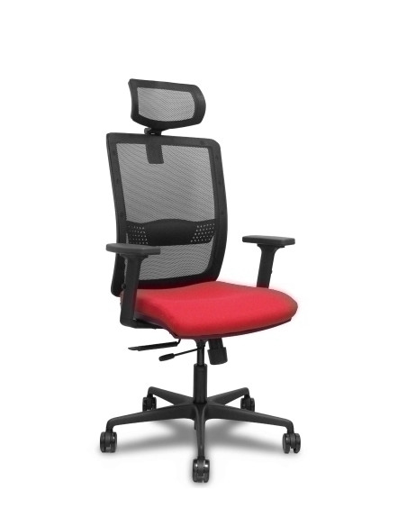 SILLA PIQUERAS Y CRESPO HACHES BRAZOS 2D Y CABECERO REGULABLES MECANISMO SINCRO con TRASLACK APOYO LUMBAR RESPALDO MALLA NEGRA Y