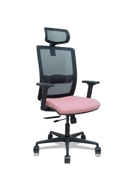 SILLA PIQUERAS Y CRESPO HACHES BRAZOS 2D Y CABECERO REGULABLES MECANISMO SINCRO con TRASLACK APOYO LUMBAR RESPALDO MALLA NEGRA Y