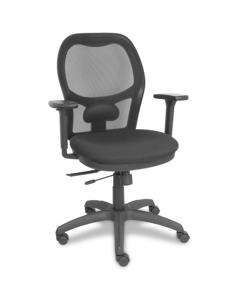 SILLA PIQUERAS Y CRESPO JORQUERA BRAZOS 3D REGULABLES MECANISMO SINCRO CON TRASLACK RUEDAS NYLON RESPALDO DE MALLA NEGRA Y ASIEN