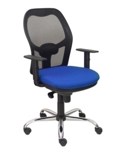SILLA PIQUERAS Y CRESPO JORQUERA BRAZOS REGULABLES MECANISMO SINCRO RUEDAS NYLON RESPALDO DE MALLA NEGRA BASE CROMADA Y ASIENTO 