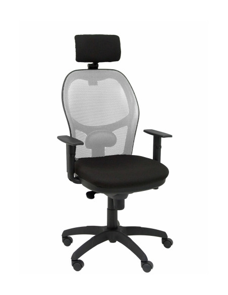 SILLA PIQUERAS Y CRESPO JORQUERA BRAZOS Y CABECERO REGULABLES MECANISMO SINCRO RUEDAS NYLON RESPALDO DE MALLA GRIS Y ASIENTO TAP