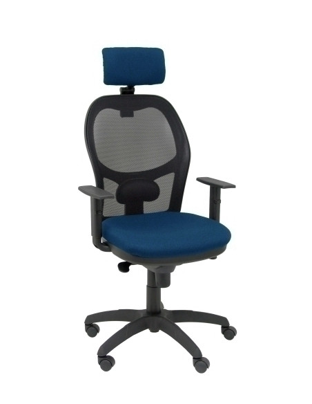 SILLA PIQUERAS Y CRESPO JORQUERA BRAZOS Y CABECERO REGULABLES MECANISMO SINCRO RUEDAS NYLON RESPALDO DE MALLA NEGRA Y ASIENTO TA
