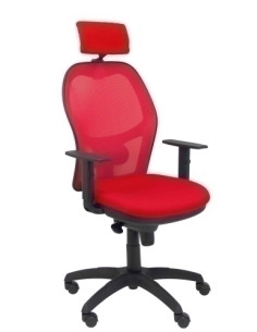 SILLA PIQUERAS Y CRESPO JORQUERA BRAZOS Y CABECERO REGULABLES MECANISMO SINCRO RUEDAS NYLON RESPALDO DE MALLA ROJA Y ASIENTO TAP
