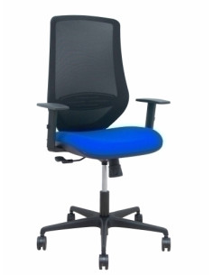 SILLA PIQUERAS Y CRESPO MARDOS BRAZOS REGULABLES ERGONOMICA MECANISMO BASCULANTE RESPALDO MALLA NEGRA ASIENTO TAPIZADO BALI AZUL