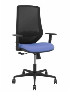 SILLA PIQUERAS Y CRESPO MARDOS BRAZOS REGULABLES ERGONOMICA MECANISMO BASCULANTE RESPALDO MALLA NEGRA ASIENTO TAPIZADO BALI AZUL