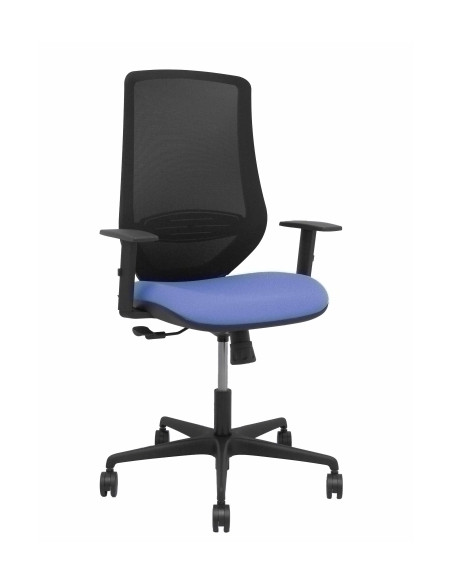 SILLA PIQUERAS Y CRESPO MARDOS BRAZOS REGULABLES ERGONOMICA MECANISMO BASCULANTE RESPALDO MALLA NEGRA ASIENTO TAPIZADO BALI AZUL