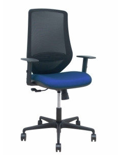 SILLA PIQUERAS Y CRESPO MARDOS BRAZOS REGULABLES ERGONOMICA MECANISMO BASCULANTE RESPALDO MALLA NEGRA ASIENTO TAPIZADO BALI AZUL