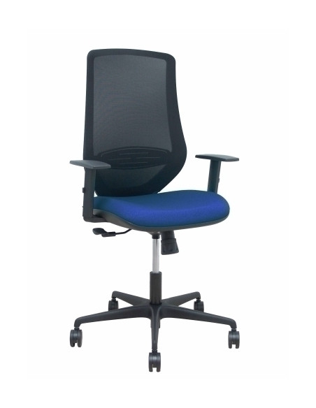 SILLA PIQUERAS Y CRESPO MARDOS BRAZOS REGULABLES ERGONOMICA MECANISMO BASCULANTE RESPALDO MALLA NEGRA ASIENTO TAPIZADO BALI AZUL