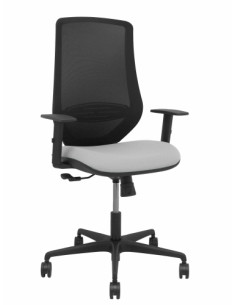 SILLA PIQUERAS Y CRESPO MARDOS BRAZOS REGULABLES ERGONOMICA MECANISMO BASCULANTE RESPALDO MALLA NEGRA ASIENTO TAPIZADO BALI GRIS