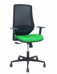 SILLA PIQUERAS Y CRESPO MARDOS BRAZOS REGULABLES ERGONOMICA MECANISMO BASCULANTE RESPALDO MALLA NEGRA ASIENTO TAPIZADO BALI VERD