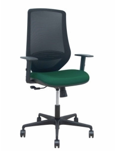 SILLA PIQUERAS Y CRESPO MARDOS BRAZOS REGULABLES ERGONOMICA MECANISMO BASCULANTE RESPALDO MALLA NEGRA ASIENTO TAPIZADO BALI VERD