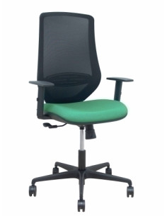SILLA PIQUERAS Y CRESPO MARDOS BRAZOS REGULABLES ERGONOMICA MECANISMO BASCULANTE RESPALDO MALLA NEGRA ASIENTO TAPIZADO BALI VERD