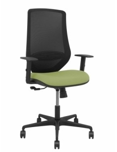 SILLA PIQUERAS Y CRESPO MARDOS BRAZOS REGULABLES ERGONOMICA MECANISMO BASCULANTE RESPALDO MALLA NEGRA ASIENTO TAPIZADO BALI VERD