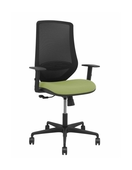 SILLA PIQUERAS Y CRESPO MARDOS BRAZOS REGULABLES ERGONOMICA MECANISMO BASCULANTE RESPALDO MALLA NEGRA ASIENTO TAPIZADO BALI VERD
