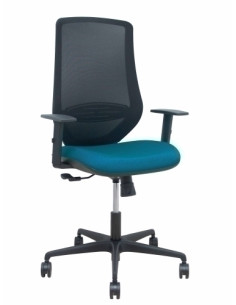 SILLA PIQUERAS Y CRESPO MARDOS BRAZOS REGULABLES ERGONOMICA MECANISMO BASCULANTE RESPALDO MALLA NEGRA ASIENTO TAPIZADO BALI VERD