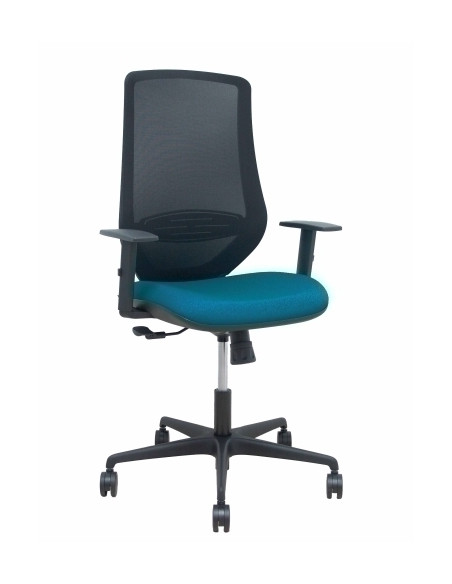 SILLA PIQUERAS Y CRESPO MARDOS BRAZOS REGULABLES ERGONOMICA MECANISMO BASCULANTE RESPALDO MALLA NEGRA ASIENTO TAPIZADO BALI VERD