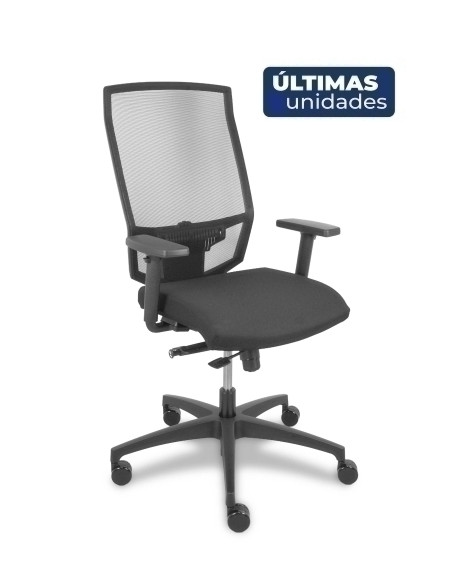 SILLA PIQUERAS Y CRESPO OROPESA S BRAZOS REGULABLES MECANISMO SINCRO con TRASLACK REFUERZO LUMBAR RESPALDO MALLA NEGRA Y ASIENTO