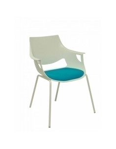 SILLA PIQUERAS Y CRESPO SACERUELA CONFIDENTE ERGONOMICA MONOCARCASA BLANCA CON REPOSABRAZOS ESTRUCTURA METALICA TUBULAR TIPO TOW