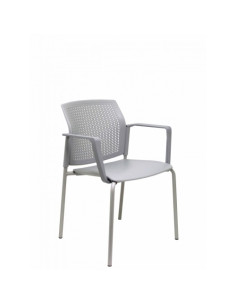 SILLA PIQUERAS Y CRESPO SEGE CONFIDENTE ERGONOMICA APILABLE ASIENTO Y RESPALDO EN PVC GRIS CON BRAZOS PACK de 4