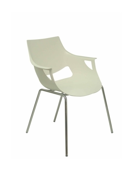 SILLA PIQUERAS Y CRESPO TORRENUEVA CONFIDENTE ERGONOMICA BRAZOS FIJOS ESTRUCTURA METALICA TUBULAR ASIENTO MONOBLOQUE EN PVC BLAN