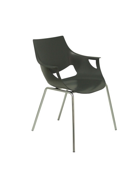 SILLA PIQUERAS Y CRESPO TORRENUEVA CONFIDENTE ERGONOMICA BRAZOS FIJOS ESTRUCTURA METALICA TUBULAR ASIENTO MONOBLOQUE EN PVC GRIS