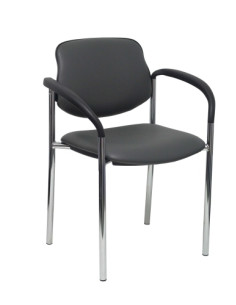 SILLA PIQUERAS Y CRESPO VILLALGORDO CONFIDENTE BRAZOS FIJOS CHASIS CROMO ASIENTO Y RESPALDO TAPIZADOS SIMILPIEL GRIS OSCURO