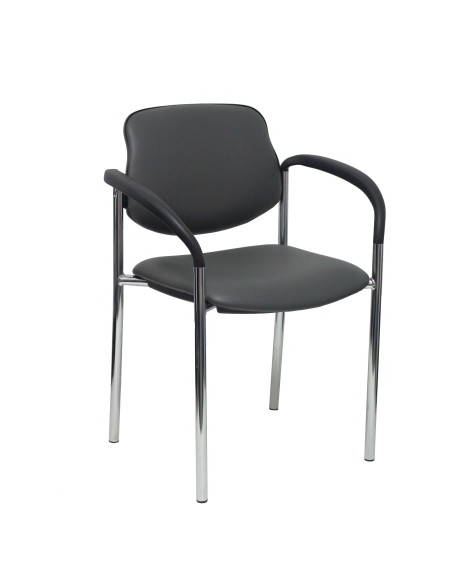 SILLA PIQUERAS Y CRESPO VILLALGORDO CONFIDENTE BRAZOS FIJOS CHASIS CROMO ASIENTO Y RESPALDO TAPIZADOS SIMILPIEL GRIS OSCURO