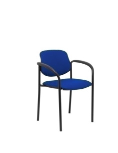 SILLA PIQUERAS Y CRESPO VILLALGORDO CONFIDENTE BRAZOS FIJOS CHASIS NEGRO ASIENTO Y RESPALDO TAPIZADOS SIMILPIEL AZUL